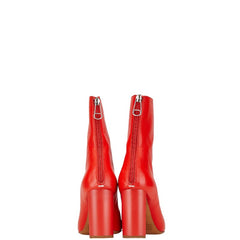 マルタンマルジェラ ショートブーツ スクエアトゥブーツ サイズ:38 58WU0117 レッド レザー レディース MARTIN MARGIELA 【中古】