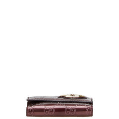 グッチ グッチシマ ハート 二つ折り財布 299924 ワインレッド ゴールド エナメル レディース GUCCI 【中古】