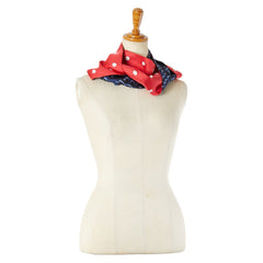 ルイ ヴィトン レオパード ドット 水玉 スカーフ スヌード M74607 レッド ネイビー シルク レディース LOUIS VUITTON 【中古】