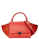 セリーヌ トラぺーズ ハンドバッグ ショルダーバッグ 2WAY レッド レザー スウェード レディース CELINE 【中古】