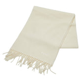 フェンディ ロゴ刺繍 マフラー アイボリー ウール カシミヤ レディース FENDI 【中古】