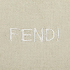 フェンディ ロゴ刺繍 マフラー アイボリー ウール カシミヤ レディース FENDI 【中古】