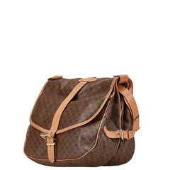 セリーヌ マカダム ショルダーバッグ ブラウン PVC レザー レディース CELINE 【中古】