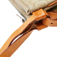 セリーヌ Cマカダム ショルダーバッグ ベージュ ブラウン スウェット レディース CELINE 【中古】