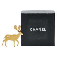 シャネル ココマーク シカ 鹿 ブローチ ゴールド メッキ レディース CHANEL 【中古】