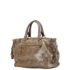 プラダ 三角ロゴプレート ハンドバッグ ショルダーバッグ 2WAY BN1921 グレー レザー レディース PRADA 【中古】