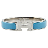 エルメス クリックH バングル ブレスレット シルバー ライトブルー メタル レディース HERMES 【中古】