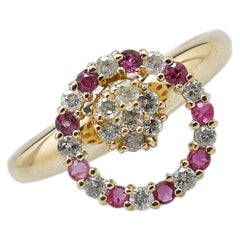 K18YG イエローゴールド ルビー0.20ct ダイヤ0.32ct リング 指輪 レディース 13号 【中古】