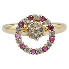 K18YG イエローゴールド ルビー0.20ct ダイヤ0.32ct リング 指輪 レディース 13号 【中古】