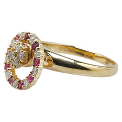 K18YG イエローゴールド ルビー0.20ct ダイヤ0.32ct リング 指輪 レディース 13号 【中古】