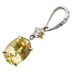 K18WG ホワイトゴールド イエローサファイア1.20ct ダイヤ0.02ct ペンダントトップ レディース 【中古】