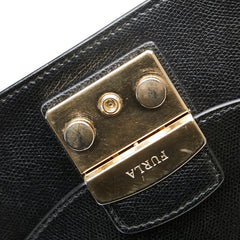 フルラ チェーン ショルダーバッグ ブラック ゴールド レザー レディース Furla 【中古】