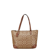 コーチ シグネチャー ハンドバッグ トートバッグ F29208 ブラウン PVC レザー レディース COACH 【中古】