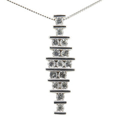 K18WG ホワイトゴールド ダイヤ0.50ct ベネチアン チェーン ネックレス レディース 【中古】