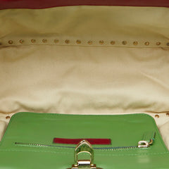 ヴァレンチノ スタッズ ハンドバッグ ショルダーバッグ 2WAY ピンク グリーン レザー レディース Valentino 【中古】