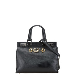グッチ ズゥミ スモール トップハンドルバッグ ショルダーバッグ 2WAY 569712 ブラック レザー レディース GUCCI 【中古】