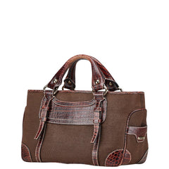 セリーヌ ブギーバッグ ハンドバッグ ブラウン キャンバス レザー レディース CELINE 【中古】