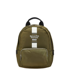 サマンサタバサ ロゴデザイン リュック バックパック カーキ ブラック ナイロン レザー レディース Samantha Thavasa 【中古】