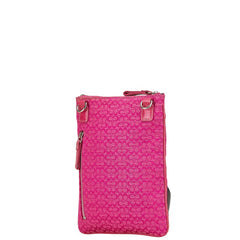 コーチ シグネチャー ショルダーバッグ ピンク レザー スエード レディース COACH 【中古】