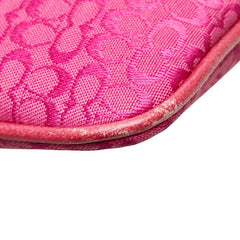 コーチ シグネチャー ショルダーバッグ ピンク レザー スエード レディース COACH 【中古】