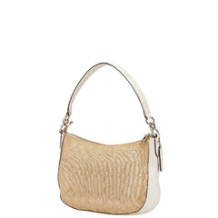 コーチ シグネチャー ハンドバッグ ショルダーバッグ 2WAY 37584 ベージュ ホワイト キャンバス レザー レディース COACH 【中古】