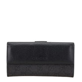 グッチ GGキャンバス 長財布 143389 F5DIN 1160 ブラック キャンバス レザー レディース GUCCI 【中古】