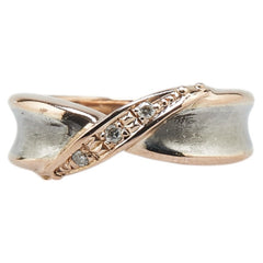 K18PG ピンクゴールド Pt900 プラチナ コンビ ダイヤ0.03ct リング 指輪 レディース 7号 【中古】