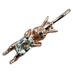 K18PG ピンクゴールド アクアマリン0.47ct ウサギ ラビット 兎 モチーフ ペンダントトップ レディース 【中古】