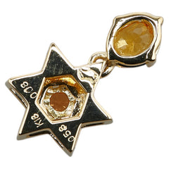 K18YG イエローゴールド シトリントパーズ0.66ct 六芒星 モチーフ ペンダントトップ レディース 【中古】