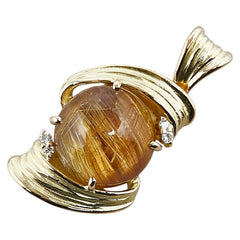 K18YG イエローゴールド ルチルクオーツ11.90ct ダイヤ0.07 ペンダントトップ レディース 【中古】