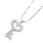 K18WG ホワイトゴールド ダイヤ0.25ct ハート 鍵 キー モチーフ ネックレス レディース 【中古】