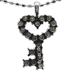 K18WG ホワイトゴールド ダイヤ0.25ct ハート 鍵 キー モチーフ ネックレス レディース 【中古】