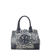 トリーバーチ ロゴ レオパード トートバッグ ネイビー ホワイト PVC レザー レディース Tory Burch 【中古】
