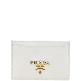 プラダ ロゴ カードケース ホワイト レザー レディース PRADA 【中古】