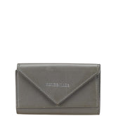 バレンシアガ ロゴ 6連 キーケース グレー レザー レディース BALENCIAGA 【中古】
