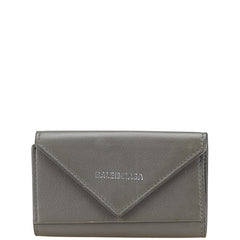 バレンシアガ ロゴ 6連 キーケース グレー レザー レディース BALENCIAGA 【中古】