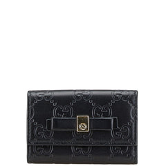 グッチ グッチシマ リボン 6連 キーケース 388682 ブラック レザー レディース GUCCI 【中古】