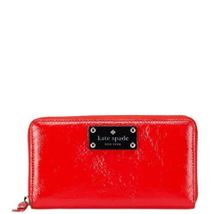 ケイトスペード ラウンドファスナー 長財布 レッド エナメル レディース Kate Spade 【中古】