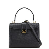 フランクオリビエ frank olivie ハンドバッグ ショルダーバッグ 2WAY ブラック オーストリッチ オーストリッチ レディース 【中古】