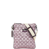 コーチ トライベッカ オプアート 斜め掛け ショルダーバッグ 43131 パープル ベージュ キャンバス エナメル レディース COACH 【中古】