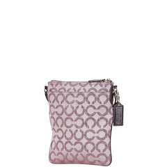 コーチ トライベッカ オプアート 斜め掛け ショルダーバッグ 43131 パープル ベージュ キャンバス エナメル レディース COACH 【中古】