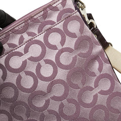 コーチ トライベッカ オプアート 斜め掛け ショルダーバッグ 43131 パープル ベージュ キャンバス エナメル レディース COACH 【中古】