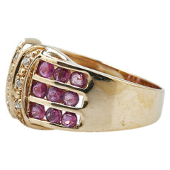 K18YG イエローゴールド ルビー1.21ct ダイヤ0.05ct リング 指輪 レディース 13号 【中古】