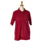 サンローラン パイル地 ポロシャツ レッド コットン ポリエステル レディース SAINT LAURENT 【中古】