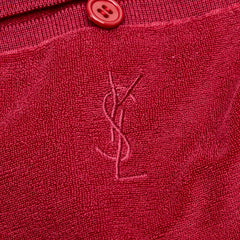 サンローラン パイル地 ポロシャツ レッド コットン ポリエステル レディース SAINT LAURENT 【中古】