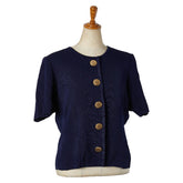 サンローラン カーディガン 半袖 サイズ:L ネイビー レーヨン レディース SAINT LAURENT 【中古】