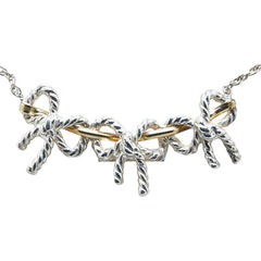 ティファニー トリプルリボン ネックレス シルバー ゴールド SV925 シルバー K18 ゴールド コンビ レディース TIFFANY&Co. 【中古】