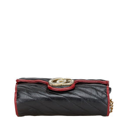 グッチ GGマーモント チェーン ショルダーバッグ 573807 ブラック レッド レザー レディース GUCCI 【中古】