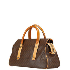 セリーヌ マカダム ハンドバッグ ブラウン PVC レザー レディース CELINE 【中古】