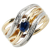 K18YG イエローゴールド Pt900 プラチナ コンビ サファイア 0.49ct ダイヤ0.02ct リング 指輪 レディース 12.5号 【中古】